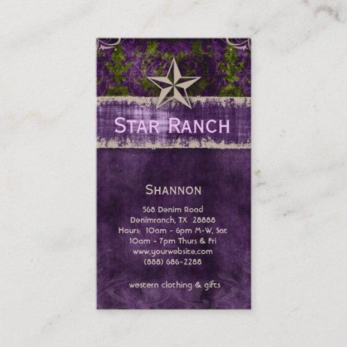 Star Suede Business Card Purple Green
