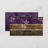 Star Suede Business Card Purple Leopard H (Front/Back)