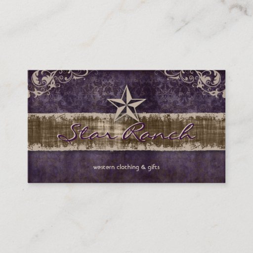 Customizable Star Suede Business Card Purple Suede H