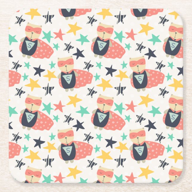 Star Super Hero Square Paper Coaster (Front)