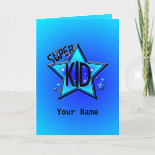 Star Super Kid Blue Greeting Card