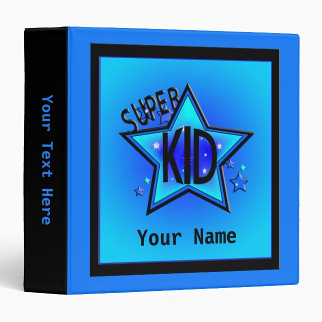 Star Super Kid Custom Boy Blue Binder (Front/Spine)