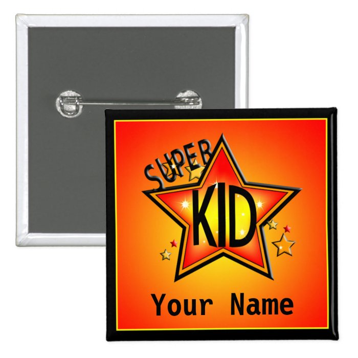 Star Super Kid Custom Name Button