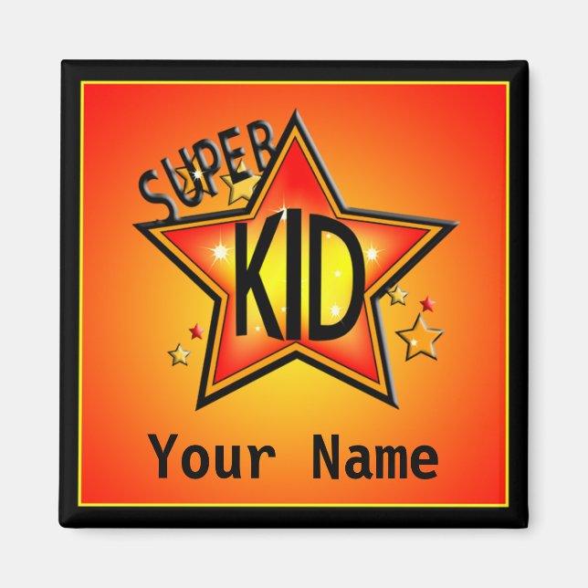 Star Super Kid Name Custom Magnet (Front)