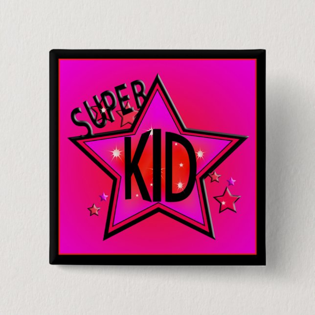 Star Super Kid Pink Sq Button (Front)