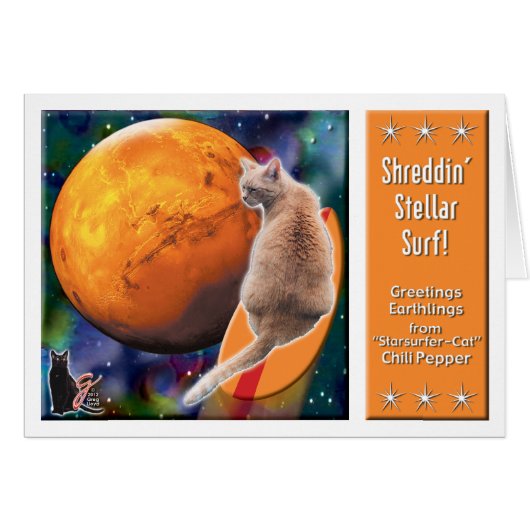Star Surfer-Cat Chili Pepper Cards (Front Horizontal)