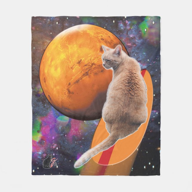 Star Surfer-Cat Chili Pepper Fleece Blanket (Front)