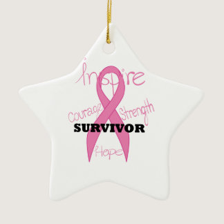 Star Survivor Breast Cancer Pink Ribbon Ornament