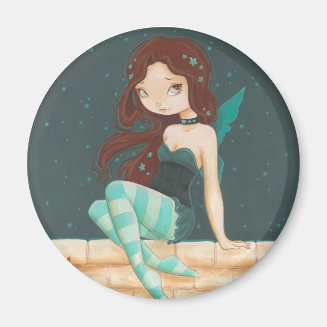 Star- sweet star fairy on a brick wall magnet (Front)