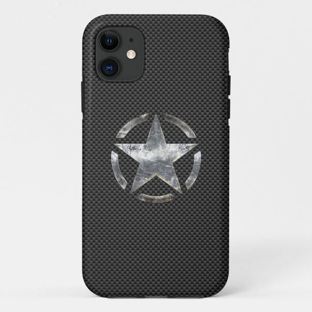 Star Symbol on a Carbon Style Decor iPhone Case (Back)