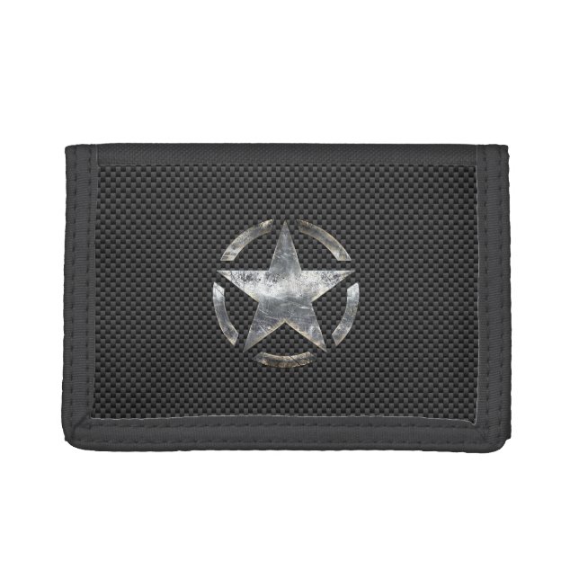 Star Symbol on a Carbon Style Decor Trifold Wallet (Front)