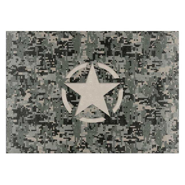 Star Symbol Pixel Digital Camouflage Cutting Board (Front)