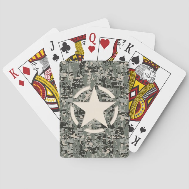 Star Symbol Pixel Digital Camouflage Poker Cards (Back)