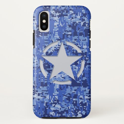 Star Tag Decal Navy Blue Camo iPhone XS Case