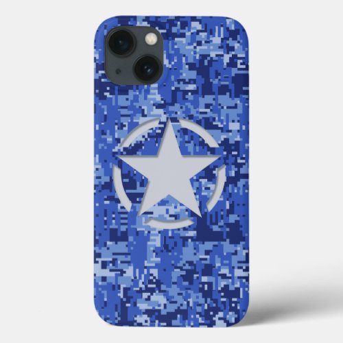 Star Tag Decal Navy Blue Camo iPhone 13 Case