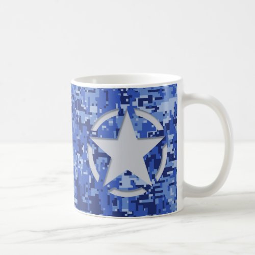 Star Tag Decal Navy Blue Camo Coffee Mug