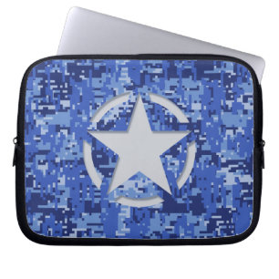 Star Tag Decal Navy Blue Camo Laptop Sleeve