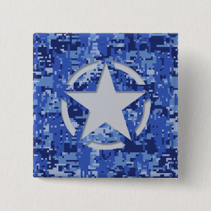 Star Tag Decal Navy Blue Camo Pinback Button