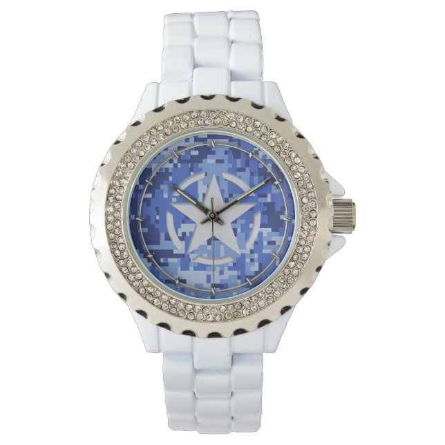 Star Tag Decal Navy Blue Camo Watch (Front)