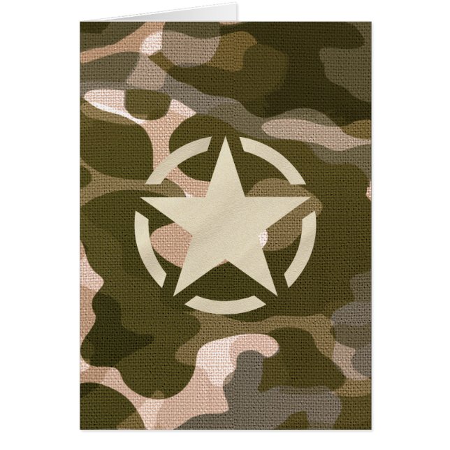 Star Tag on Burlap Camouflage Style Cards (Front)