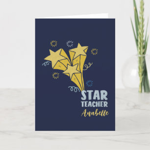 Star Teacher Custom Name Letterpress Thank You Card