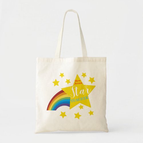 star teacher rainbow tote bag for teacher gift