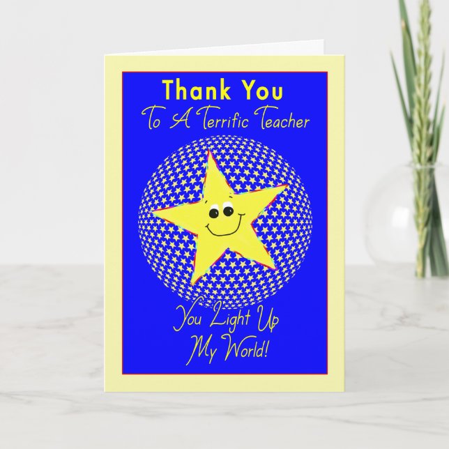 Star Teacher Thank You from Student Card (Front)