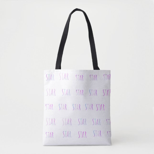 Star themed bright text tote bag  (Front)