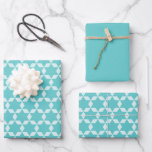 Star Tiles Geometric Pattern Turquoise Wrapping Paper Sheets<br><div class="desc">Star Tiles Geometric Pattern Turquoise. Modern mosaic design in a pretty shade of robin egg blue that also works great for Hanukkah and Jewish holidays.</div>