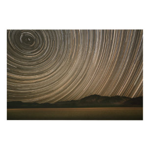 Star Trail at Night California, Death Valley Wood Wall Art