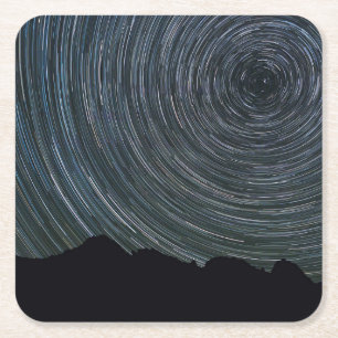 Star Trails Around Polaris   Ingalls Pass Square Paper Coaster