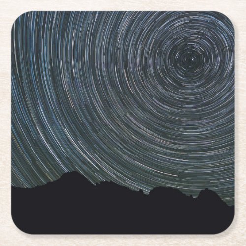 Star Trails Around Polaris  Ingalls Pass Square Paper Coaster