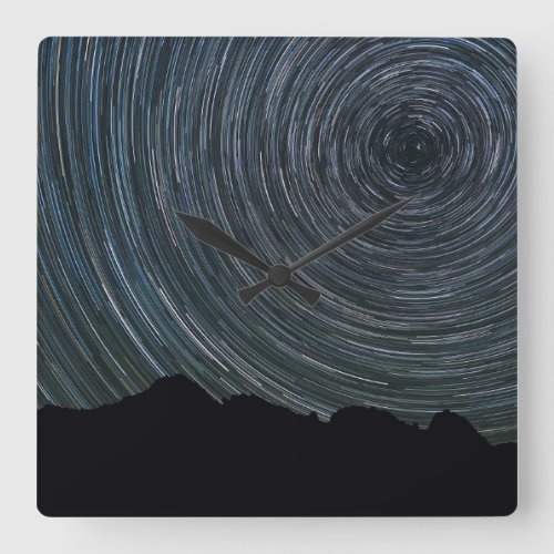 Star Trails Around Polaris  Ingalls Pass Square Wall Clock