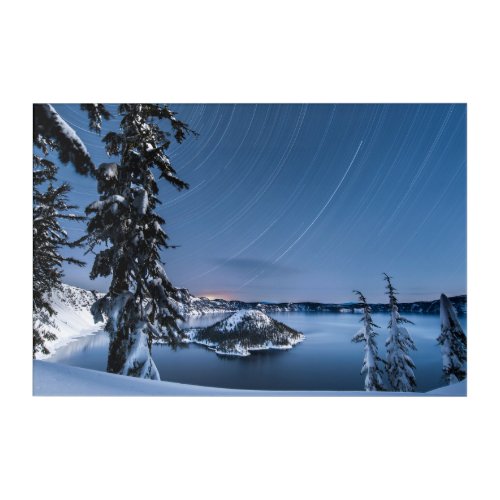 Star Trails  Crater Lake National Park Acrylic Print