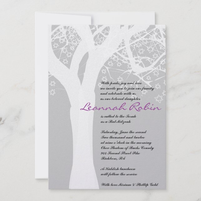 STAR TREE Bar Bat Mitzvah Invitation (Front)