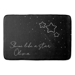 Star Trio in Black & White with message and name Bath Mat