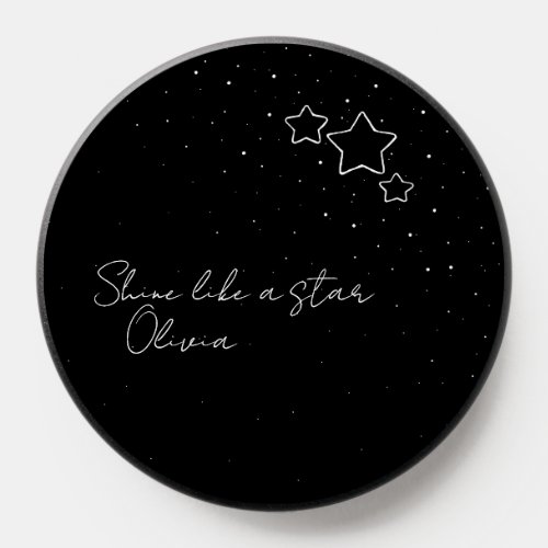 Star Trio in Black  White with message and name PopSocket