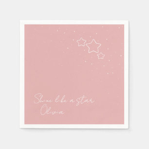 Star Trio in Pink & White with message and name Napkins