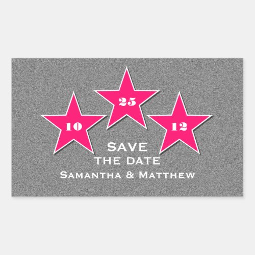 Star Trio Save the Date Stickers Pink Rectangular Sticker