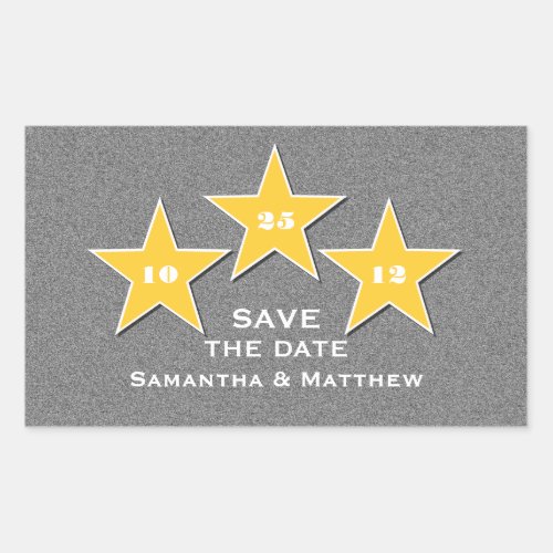 Star Trio Save the Date Stickers Yellow Rectangular Sticker