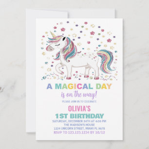 Star Unicorn Birthday Invitations