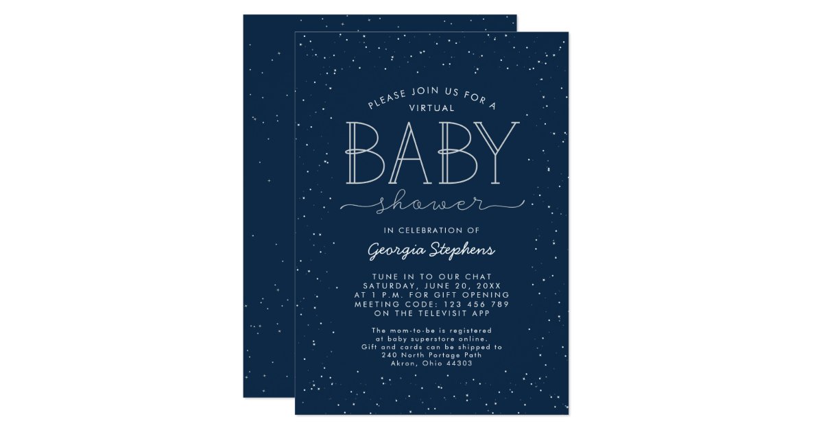 Star virtual baby shower invitation