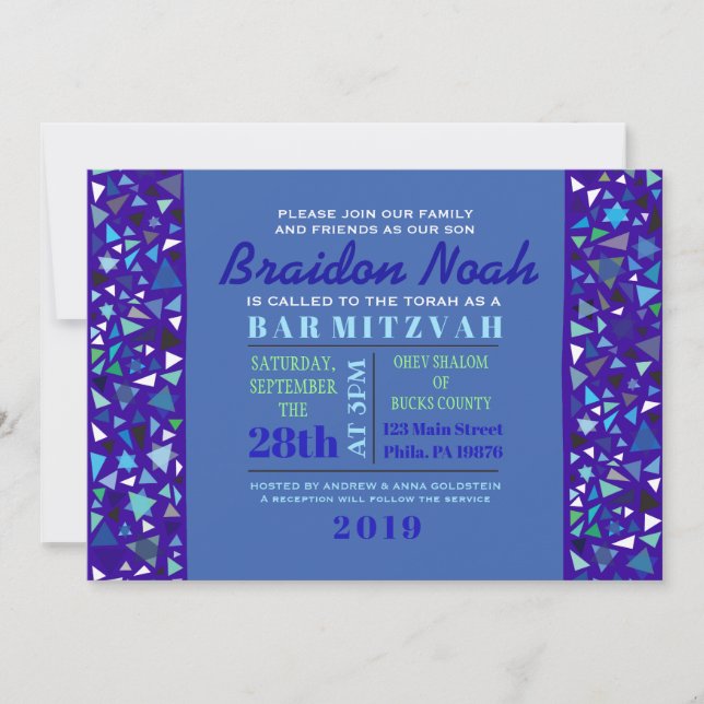 STAR WALL Bar Bat Mitzvah Invitation (Front)