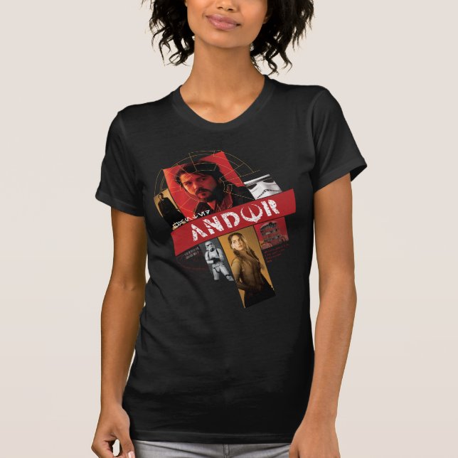Star Wars: Andor | Wanted Andor Character Collage T-Shirt (Front)