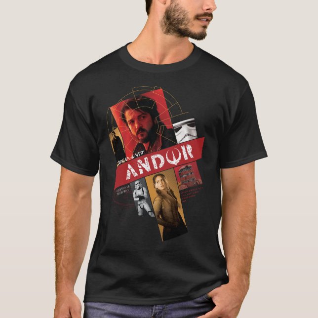 Star Wars: Andor | Wanted Andor Character Collage T-Shirt (Front)