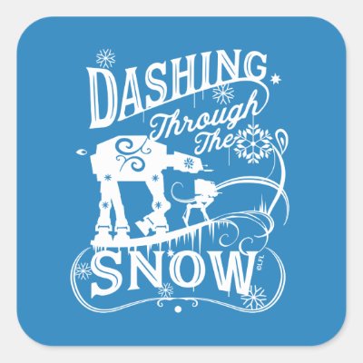 Star Wars AT-AT &amp; AT-ST "Dashing Through The Snow" Square Sticker
