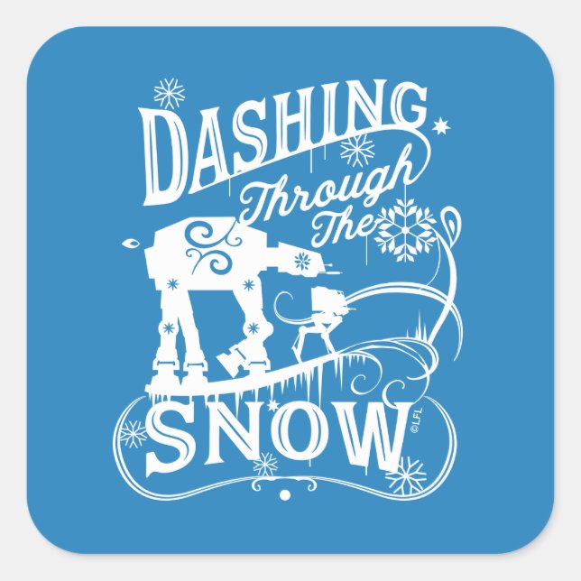 Star Wars AT-AT & AT-ST "Dashing Through The Snow" Square Sticker (Front)