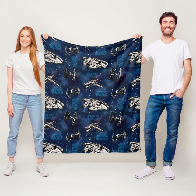 Star Wars | Blue Vehicle Classic Pattern Fleece Blanket (In Situ)