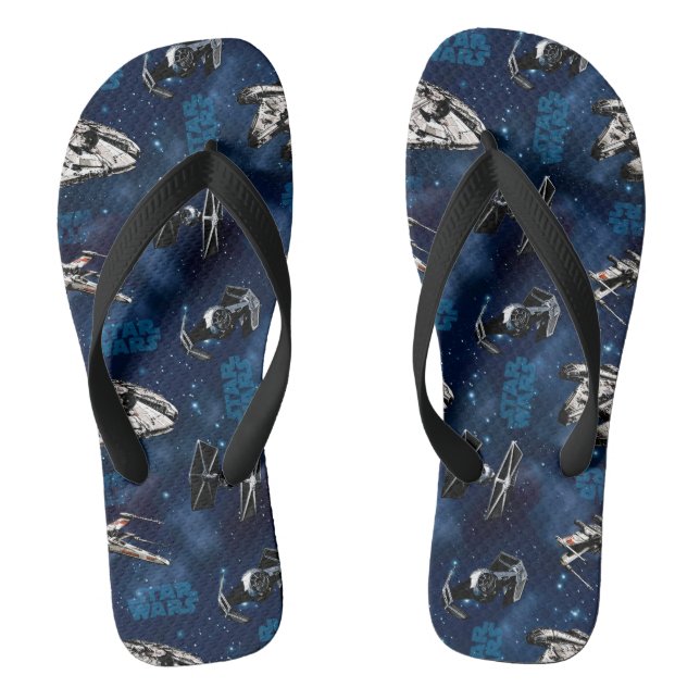 Star Wars | Blue Vehicle Classic Pattern Flip Flops (Footbed)