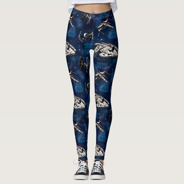 Star Wars | Blue Vehicle Classic Pattern Leggings (Front)